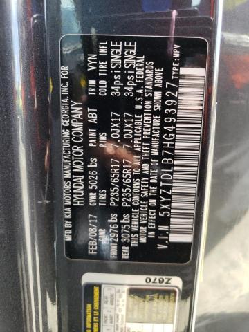 49513833 :رقم المزاد ، 5XYZTDLB7HG493927 vin ، 2017 Hyundai Santa Fe Sport مزاد بيع