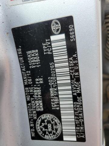 50274663 :رقم المزاد ، 4T1BF1FK1CU600265 vin ، 2012 Toyota Camry Base مزاد بيع