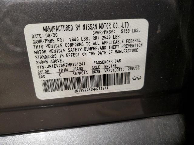 49481273 :رقم المزاد ، JN1EV7AR7MM751241 vin ، 2021 Infiniti Q50 Pure مزاد بيع