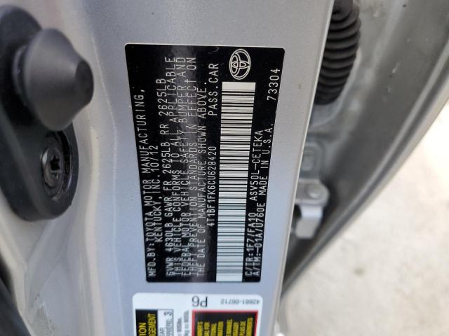 Продаж на аукціоні авто 2012 Toyota Camry Base, vin: 4T1BF1FK6CU628420, номер лоту: 49791533