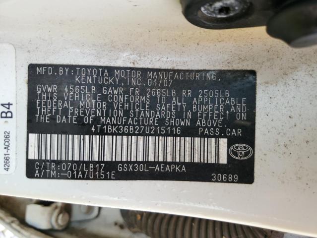 Aukcja sprzedaży 2007 Toyota Avalon Xl, vin: 4T1BK36B27U215116, numer aukcji: 52678274