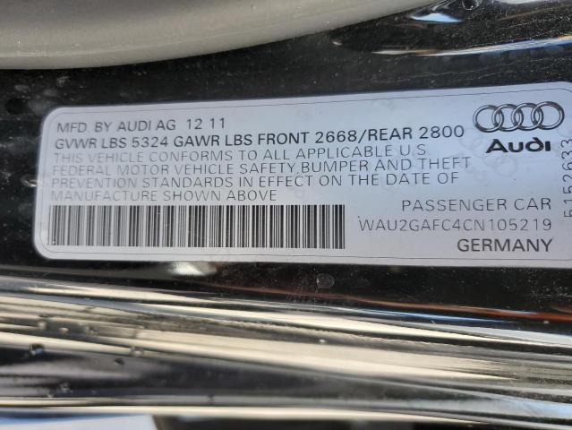Aukcja sprzedaży 2012 Audi A7 Prestige, vin: WAU2GAFC4CN105219, numer aukcji: 49090804