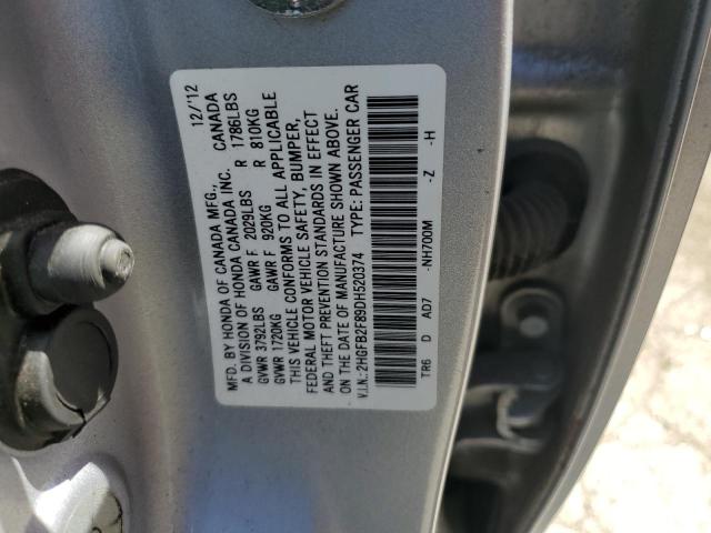 Продаж на аукціоні авто 2013 Honda Civic Ex, vin: 2HGFB2F89DH520374, номер лоту: 49741784