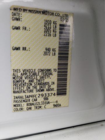 2015 Nissan Altima 2.5 მანქანა იყიდება აუქციონზე, vin: 1N4AL3AP4FC293374, აუქციონის ნომერი: 49313514