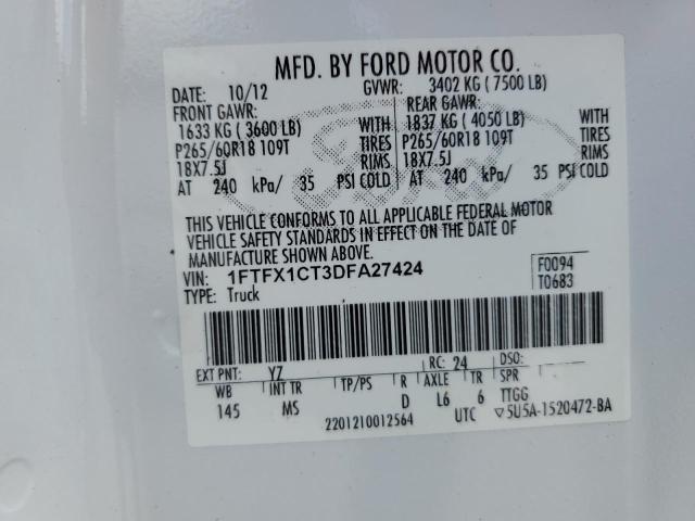 Продаж на аукціоні авто 2013 Ford F150 Super Cab, vin: 1FTFX1CT3DFA27424, номер лоту: 52080414