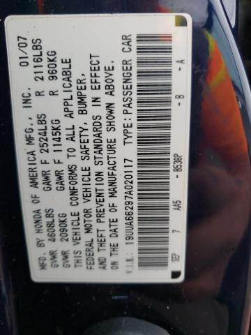 Aukcja sprzedaży 2007 Acura Tl, vin: 19UUA66297A020117, numer aukcji: 50116694