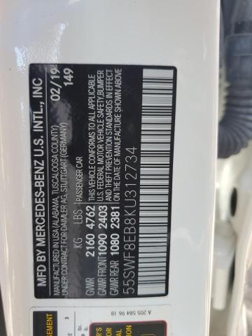 52575094 :رقم المزاد ، 55SWF8EB8KU312734 vin ، 2019 Mercedes-benz C 300 4matic مزاد بيع