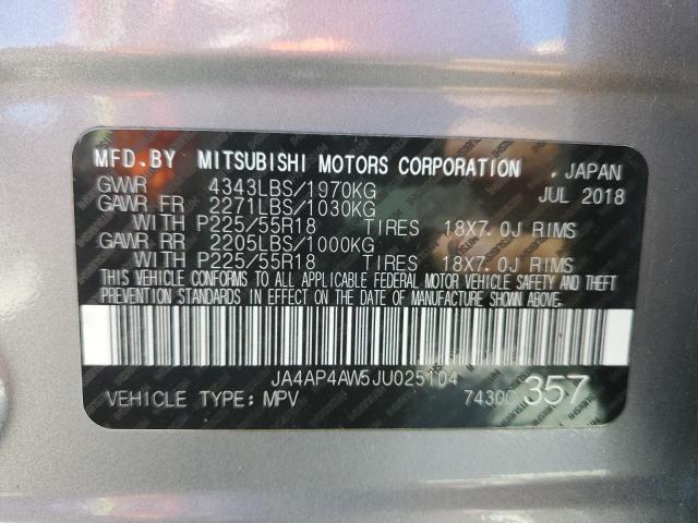 2018 Mitsubishi Outlander Sport Sel მანქანა იყიდება აუქციონზე, vin: JA4AP4AW5JU025104, აუქციონის ნომერი: 49882234