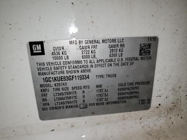 Продаж на аукціоні авто 2016 Chevrolet Silverado K2500 Heavy Duty, vin: 1GC1KUE83GF119334, номер лоту: 53032304