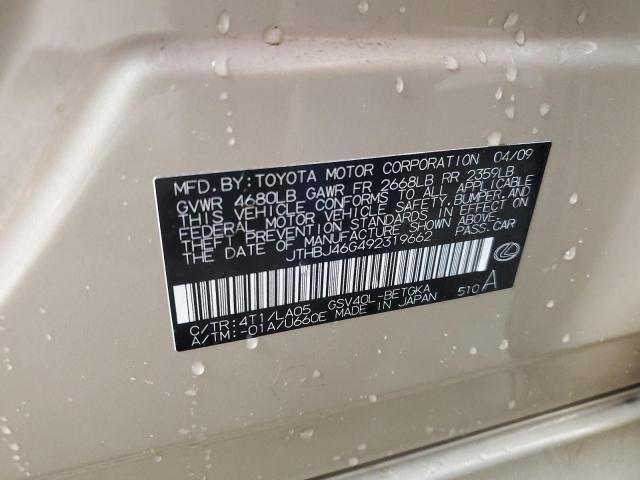 Продаж на аукціоні авто 2009 Lexus Es 350, vin: JTHBJ46G492319662, номер лоту: 48966944