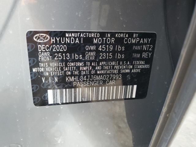 2021 Hyundai Sonata Hybrid მანქანა იყიდება აუქციონზე, vin: KMHL34JJ6MA027993, აუქციონის ნომერი: 52578434