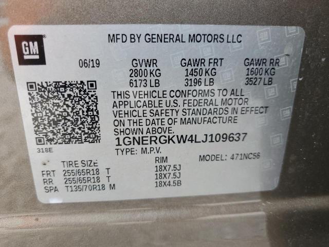 51247294 :رقم المزاد ، 1GNERGKW4LJ109637 vin ، 2020 Chevrolet Traverse Lt مزاد بيع