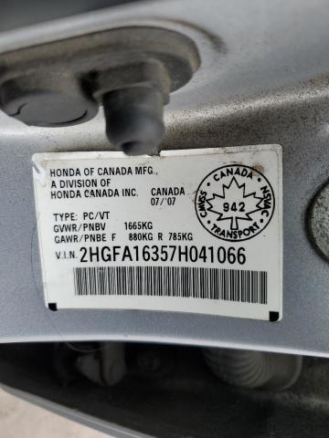 50300434 :رقم المزاد ، 2HGFA16357H041066 vin ، 2007 Honda Civic Dx مزاد بيع