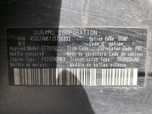 50855064 :رقم المزاد ، 4S3GTAM61J3736892 vin ، 2018 Subaru Impreza Sport مزاد بيع