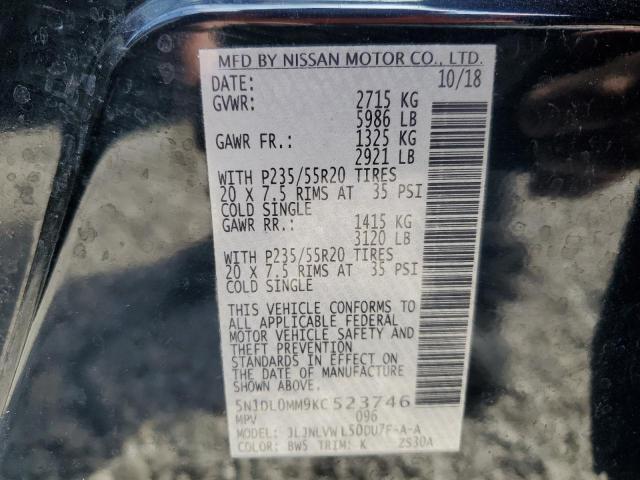 Auction sale of the 2019 Infiniti Qx60 Luxe, vin: 5N1DL0MM9KC523746, lot number: 50907024