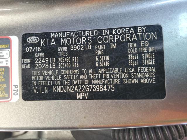 50284544 :رقم المزاد ، KNDJN2A22G7398475 vin ، 2016 Kia Soul مزاد بيع