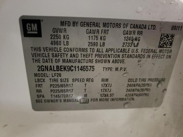 49980564 :رقم المزاد ، 2GNALBEK9C1146575 vin ، 2012 Chevrolet Equinox Ls مزاد بيع