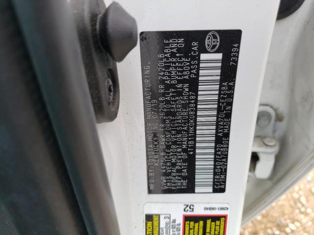 Aukcja sprzedaży 2019 Toyota Camry L, vin: 4T1B11HK0KU838487, numer aukcji: 50272124