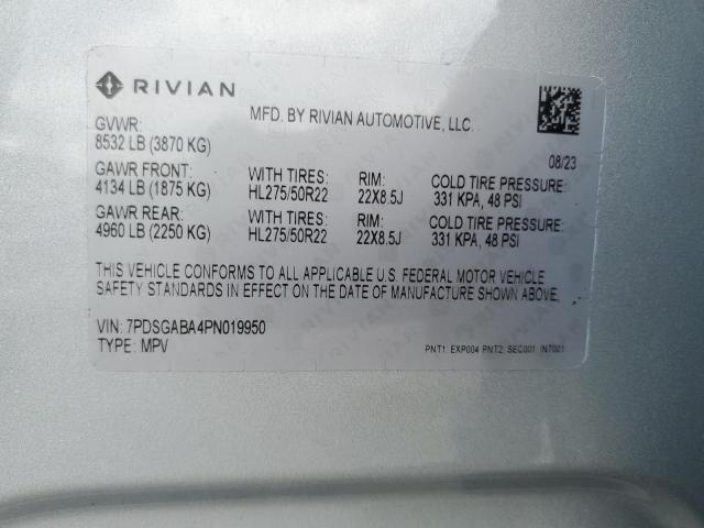 Aukcja sprzedaży 2023 Rivian R1s Adventure, vin: 7PDSGABA4PN019950, numer aukcji: 50595804