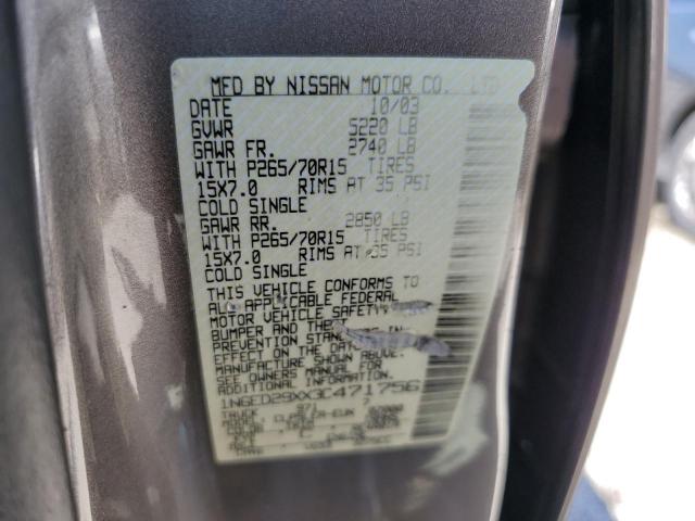 44063124 :رقم المزاد ، 1N6ED29XX3C471756 vin ، 2003 Nissan Frontier Crew Cab Xe مزاد بيع