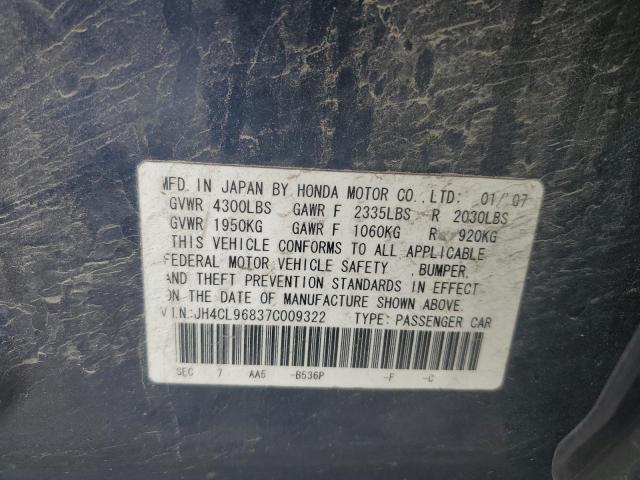 Aukcja sprzedaży 2007 Acura Tsx, vin: JH4CL96837C009322, numer aukcji: 50077614