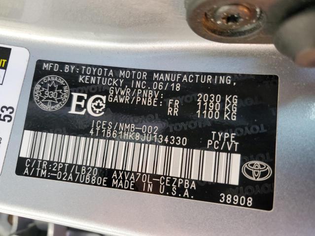 Продаж на аукціоні авто 2018 Toyota Camry, vin: 4T1B61HK8JU134330, номер лоту: 50935294