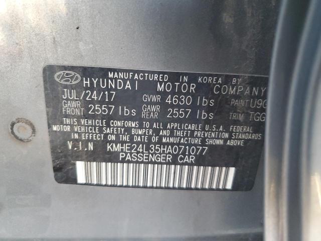 49993464 :رقم المزاد ، KMHE24L35HA071077 vin ، 2017 Hyundai Sonata Hybrid مزاد بيع