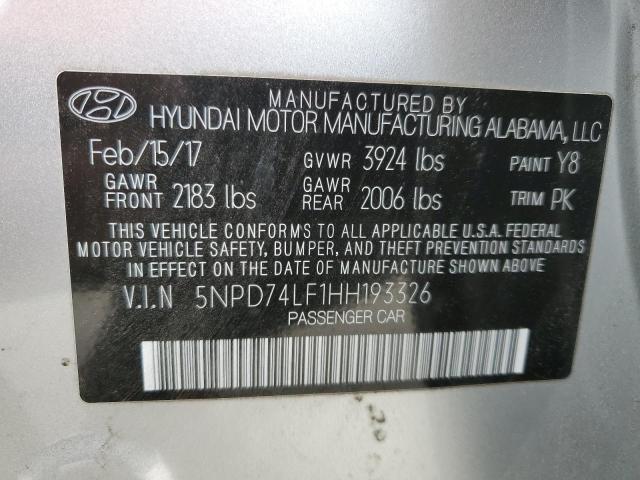 2017 Hyundai Elantra Se მანქანა იყიდება აუქციონზე, vin: 5NPD74LF1HH193326, აუქციონის ნომერი: 51073484