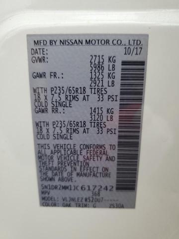 2018 Nissan Pathfinder S მანქანა იყიდება აუქციონზე, vin: 5N1DR2MM1JC617242, აუქციონის ნომერი: 49149664