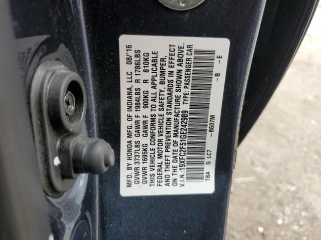 Aukcja sprzedaży 2016 Honda Civic Lx, vin: 19XFC2F51GE242989, numer aukcji: 50088054