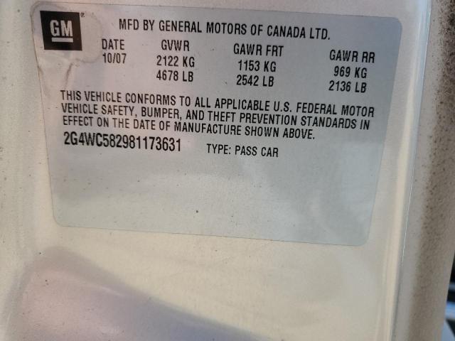 Продаж на аукціоні авто 2008 Buick Lacrosse Cx, vin: 2G4WC582981173631, номер лоту: 52838844