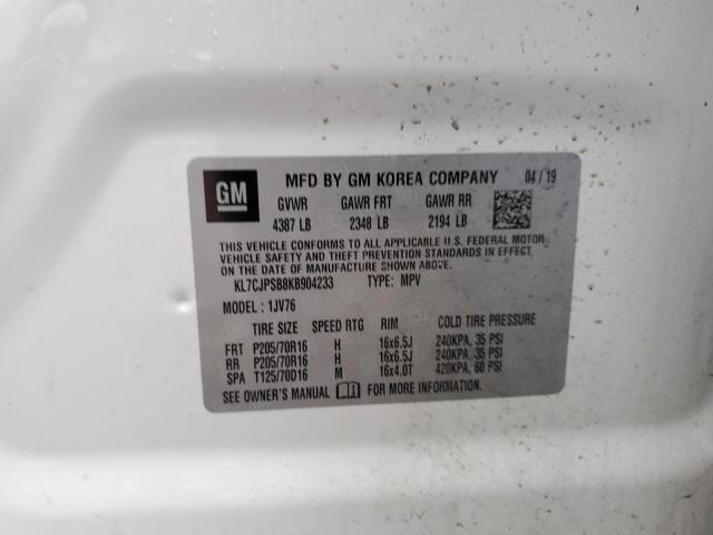 2019 Chevrolet Trax 1lt მანქანა იყიდება აუქციონზე, vin: KL7CJPSB8KB904233, აუქციონის ნომერი: 51872144