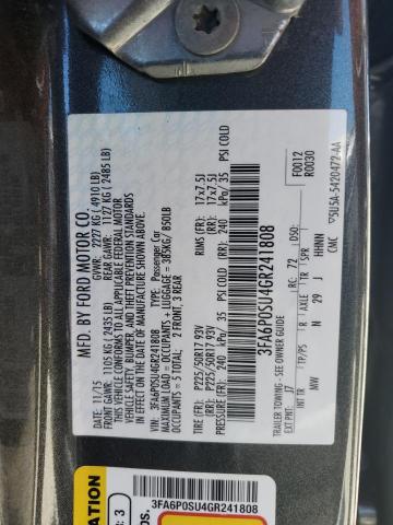 49767254 :رقم المزاد ، 3FA6P0SU4GR241808 vin ، 2016 Ford Fusion Titanium Phev مزاد بيع