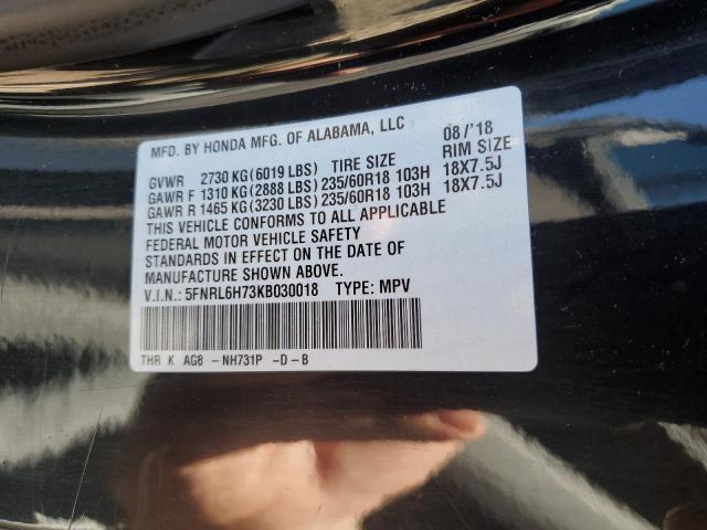 52583324 :رقم المزاد ، 5FNRL6H73KB030018 vin ، 2019 Honda Odyssey Exl مزاد بيع