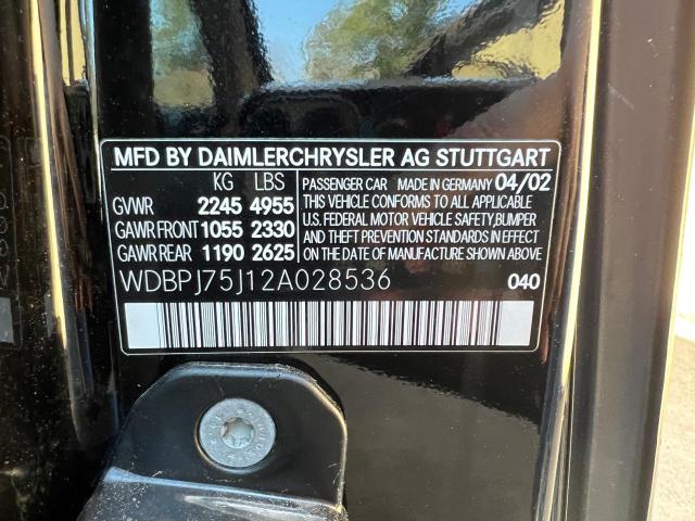 Aukcja sprzedaży 2002 Mercedes-benz Cl 500, vin: WDBPJ75J12A028536, numer aukcji: 50564974