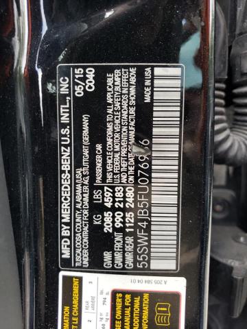 2015 Mercedes-benz C მანქანა იყიდება აუქციონზე, vin: 55SWF4JB5FU076936, აუქციონის ნომერი: 50231064