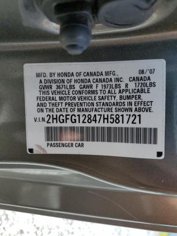 Продаж на аукціоні авто 2007 Honda Civic Ex, vin: 2HGFG12847H581721, номер лоту: 51623274