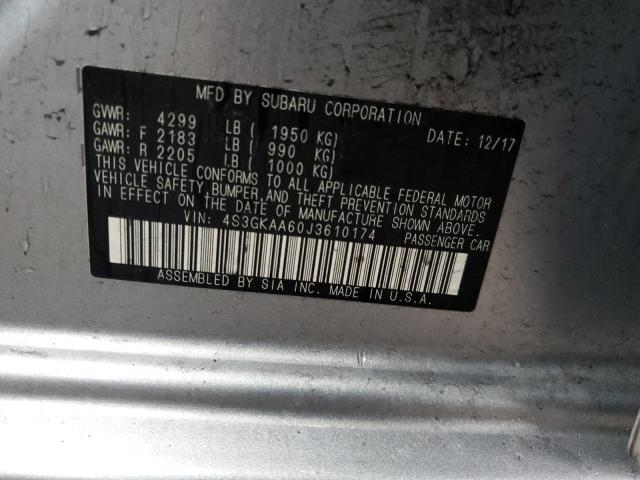 50364504 :رقم المزاد ، 4S3GKAA60J3610174 vin ، 2018 Subaru Impreza مزاد بيع