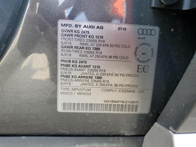 Продажа на аукционе авто 2018 Audi Q5 Premium Plus, vin: WA1BNAFY9J2129870, номер лота: 51890934