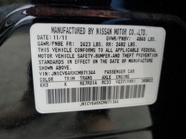 Aukcja sprzedaży 2012 Infiniti G37, vin: JN1CV6ARXCM971344, numer aukcji: 51229144