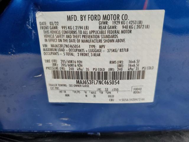 Aukcja sprzedaży 2022 Ford Ecosport S, vin: MAJ6S3FL7NC465054, numer aukcji: 52820044