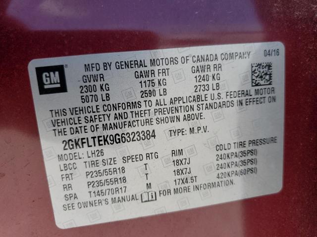 Aukcja sprzedaży 2016 Gmc Terrain Sle, vin: 2GKFLTEK9G6323384, numer aukcji: 52499294