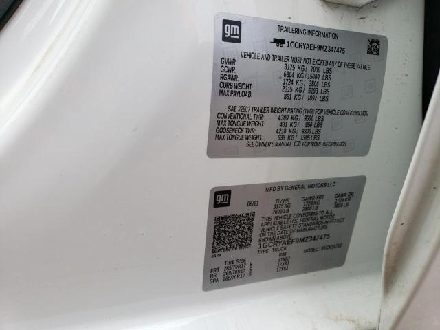 Продажа на аукционе авто 2021 Chevrolet Silverado, vin: 1GCRYAEF9MZ347475, номер лота: 51695434