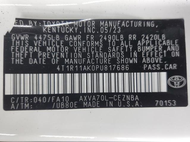 50771554 :رقم المزاد ، 4T1R11AK0PU817686 vin ، 2023 Toyota Camry Le مزاد بيع