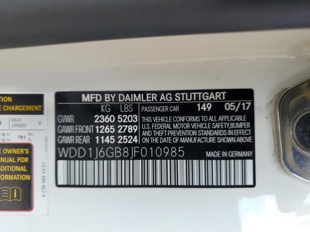 Aukcja sprzedaży 2018 Mercedes-benz E 400 4matic, vin: WDD1J6GB8JF010985, numer aukcji: 45437714