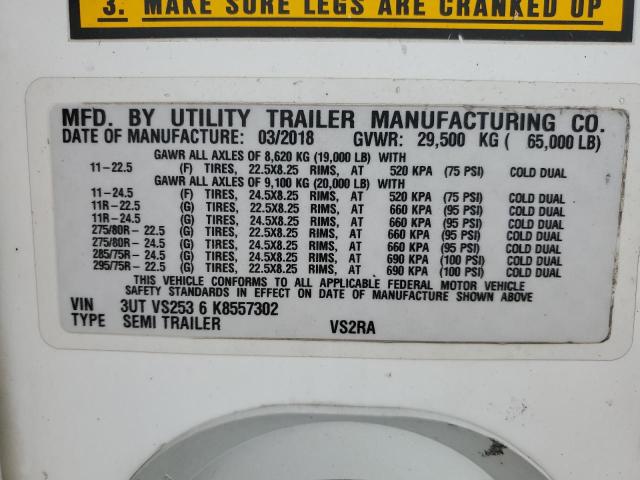 Продаж на аукціоні авто 2019 Utility Reefer, vin: 3UTVS2536K8557302, номер лоту: 48286294