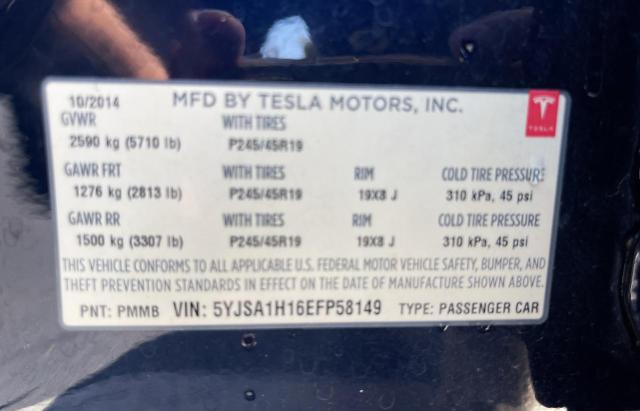 Продажа на аукционе авто 2014 Tesla Model S, vin: 5YJSA1H16EFP58149, номер лота: 50901554