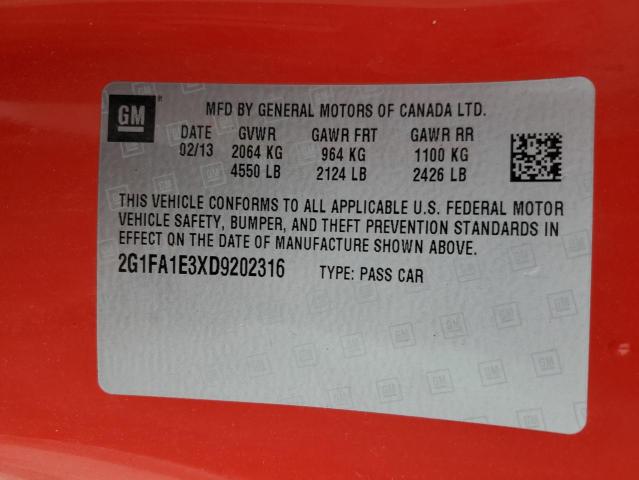 Продаж на аукціоні авто 2013 Chevrolet Camaro Ls, vin: 2G1FA1E3XD9202316, номер лоту: 50184934
