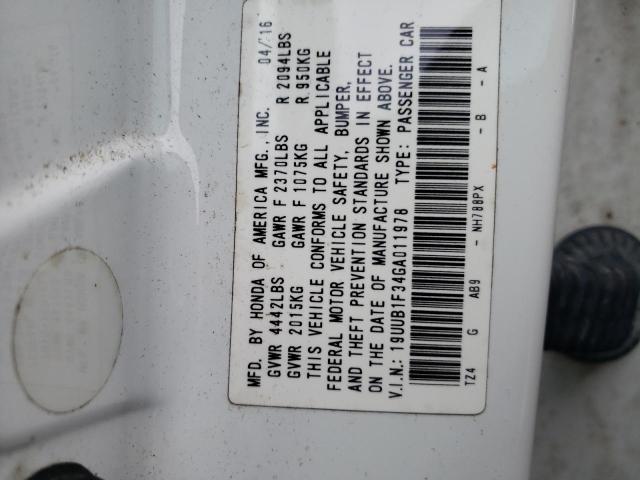 50348394 :رقم المزاد ، 19UUB1F34GA011978 vin ، 2016 Acura Tlx مزاد بيع