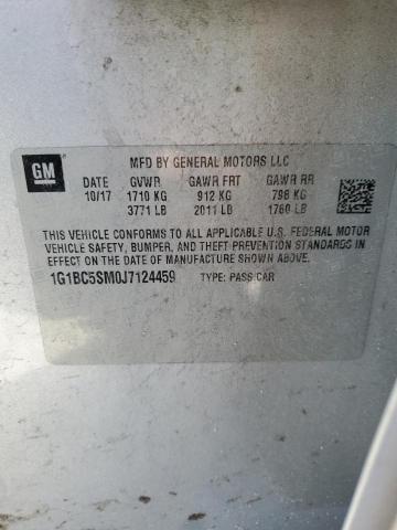 50324034 :رقم المزاد ، 1G1BC5SM0J7124459 vin ، 2018 Chevrolet Cruze Ls مزاد بيع